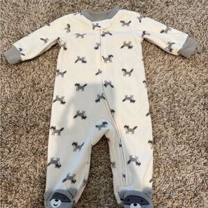 NWOT Carter's Cream and Gray Animal Print Footie- Raccoon